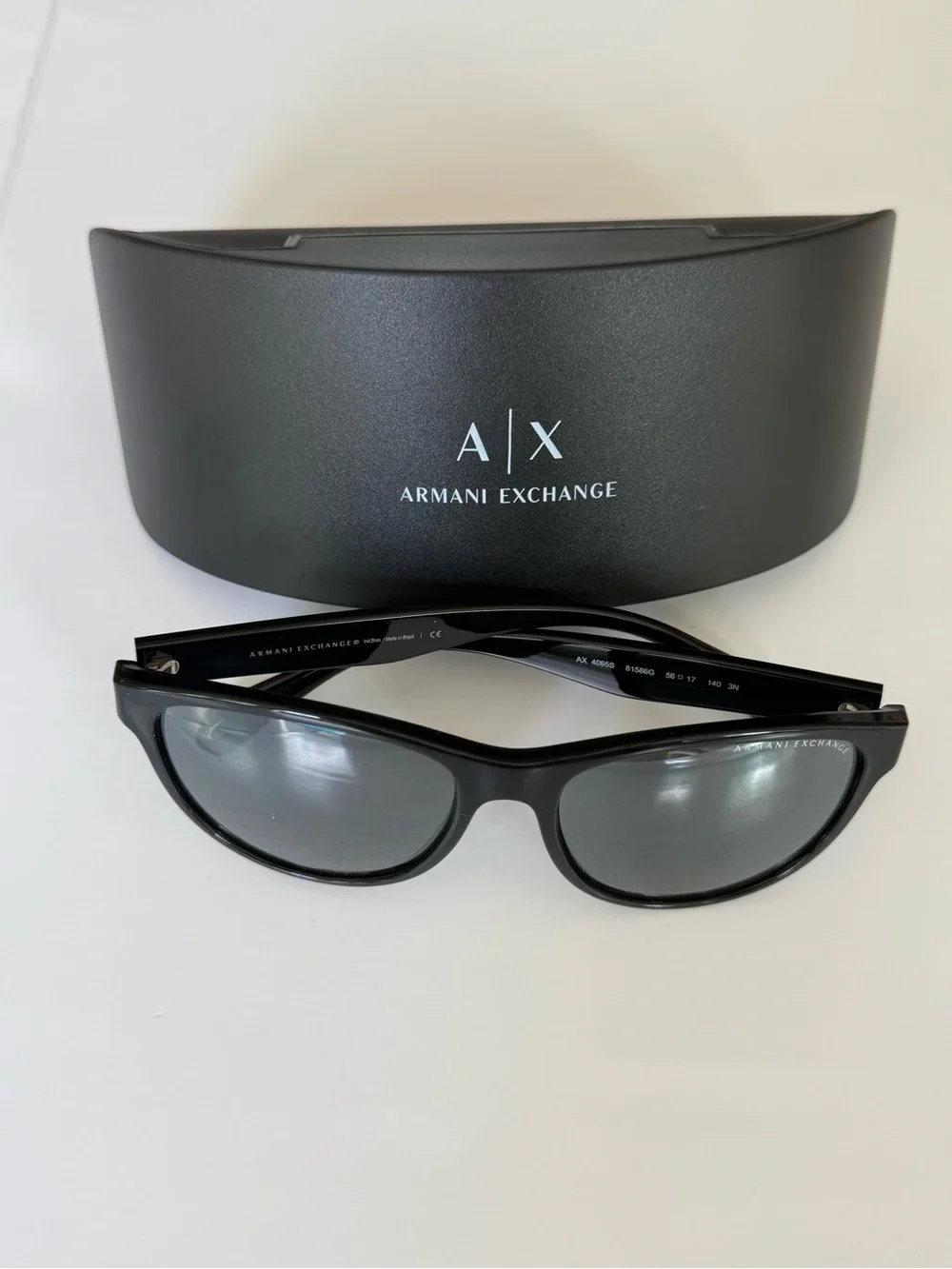 A|X Armani Exchange AX4095S 81586G Black Rectangular Sunglasses 56mm w/ Case